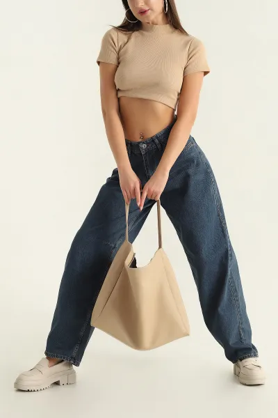 Mavi Kemer Detay Baggy Kadın Kot Pantolon 312503