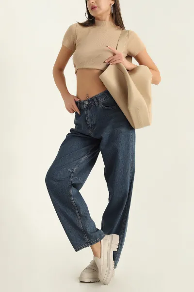 Mavi Kemer Detay Baggy Kadın Kot Pantolon 312503