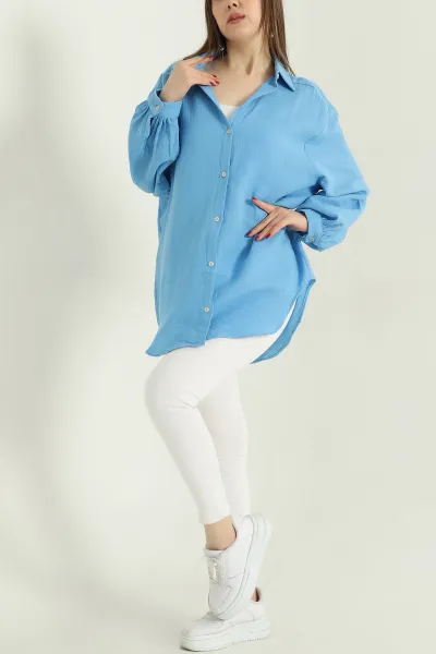 Mavi Müslin Bayan Gömlek Tunik 336946
