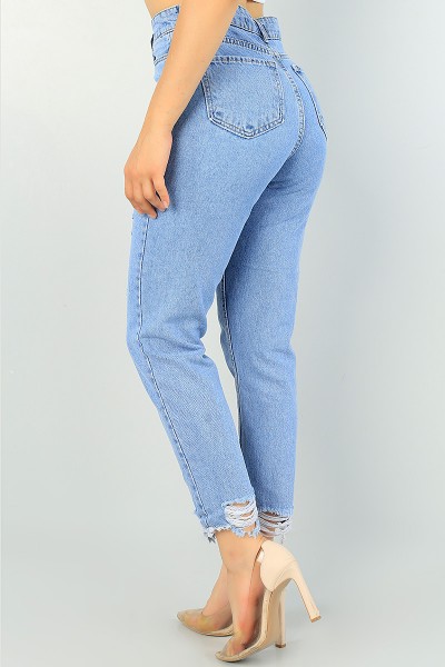 Mavi Lazer Kesim Mom Bayan Kot Pantolon 70445