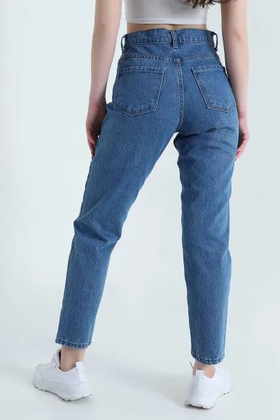 Mavi Lazer Kesim Mom Kadın Kot Pantolon 445170