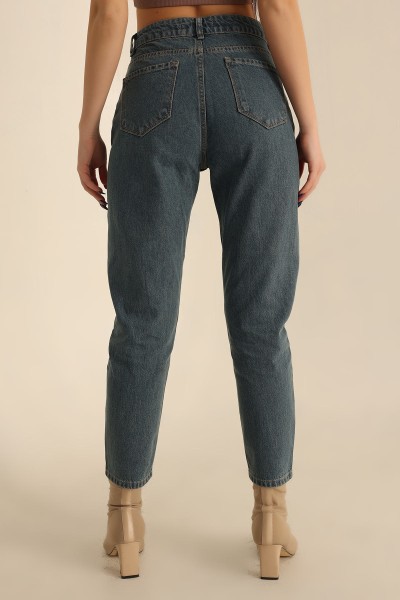 Mavi Lazer Kesim Mom Kot Pantolon 224678