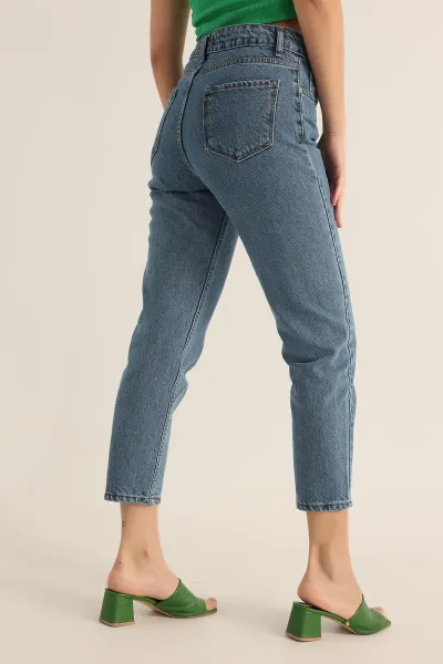 Mavi Lazer Kesim Mom Kot Pantolon 264021