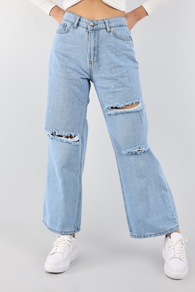 Mavi Lazer Kesim Palazzo Kot Pantolon 99536
