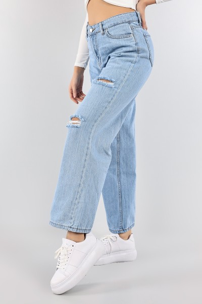 Mavi Lazer Kesim Palazzo Kot Pantolon 99536