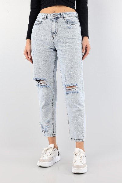 Mavi Lazer Kesim Yırtık Kot Pantolon 88806