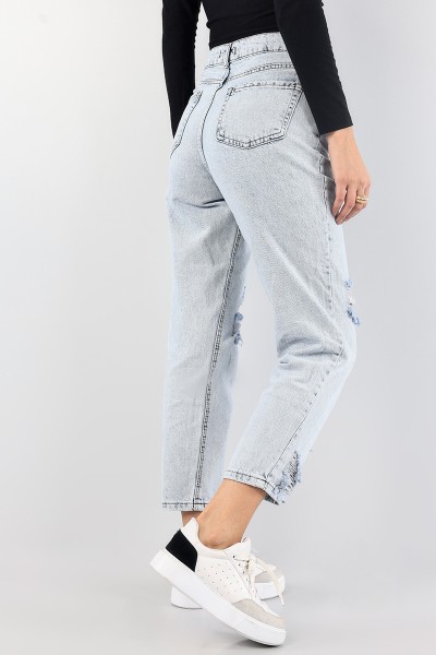 Mavi Lazer Kesim Yırtık Kot Pantolon 88806