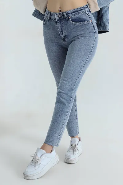Mavi Lazer Paça Mom Kadın Kot Pantolon 406310