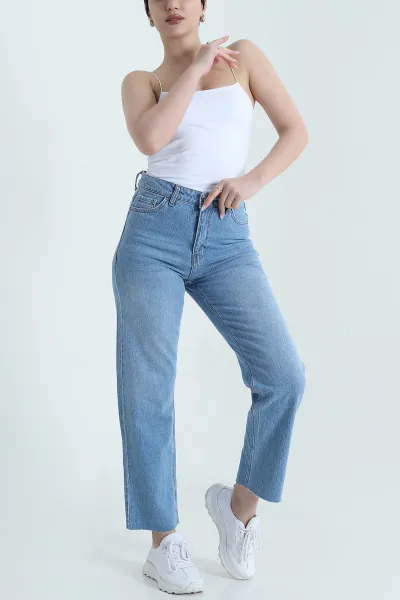Mavi Lazer Paça Mom Kadın Kot Pantolon 448481