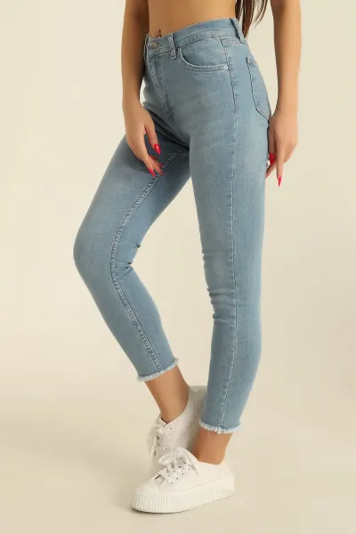 Mavi Likralı Bayan Kot Pantolon 280331