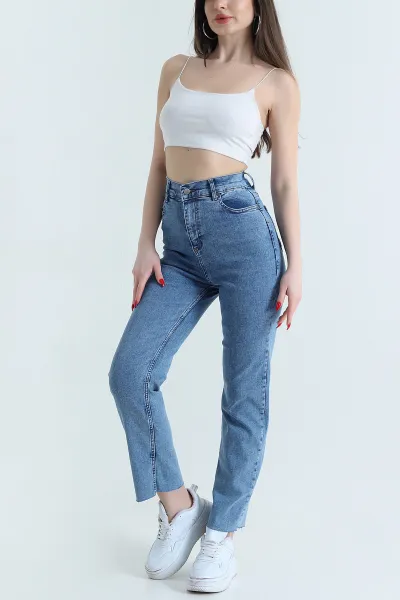 Mavi Likralı Boyfit Kadın Kot Pantolon 438761