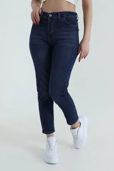 Mavi Likralı Mom Kadın Kot Pantolon 428063