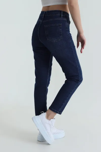 Mavi Likralı Mom Kadın Kot Pantolon 428063