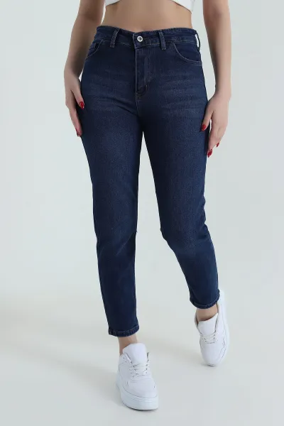 Mavi Likralı Mom Kadın Kot Pantolon 428063