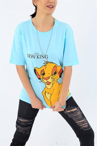 Mavi Lion King Baskılı Bayan Tişört 32869