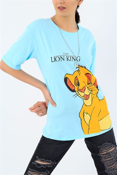 Mavi Lion King Baskılı Bayan Tişört 32869