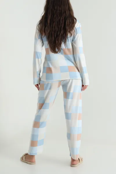Mavi Milan Soft Düğmeli Kadın Pijama Takımı 488926