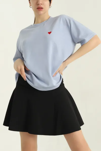 Mavi Nakış Detay Modal Kumaş Kadın Bluz 353652