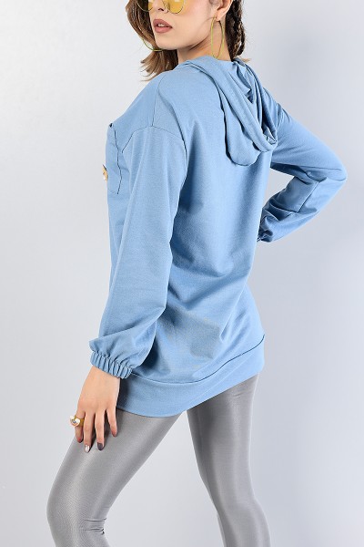 Mavi Nakışlı Sweat Tunik 81204