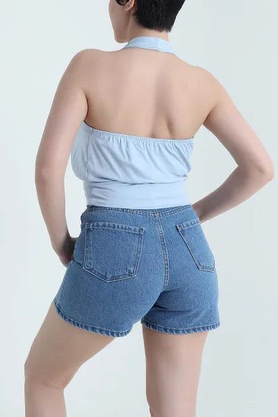 Mavi Önü Çift Katlı Viskon Buzi Kadın 454920