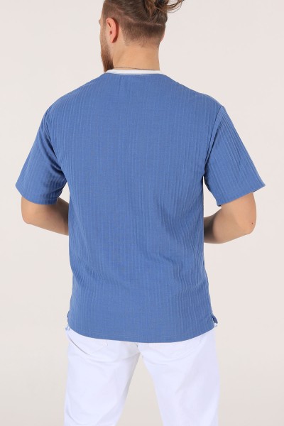 Mavi Oversize Baskılı Erkek Tişört 174320