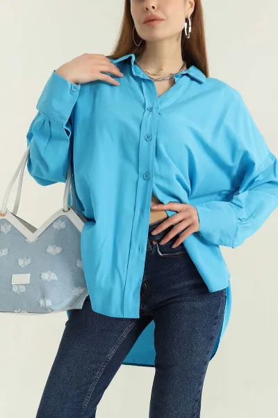 Mavi Oversize Kadın Poplin Gömlek 360081