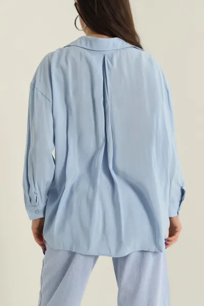 Mavi Oversize Modal Kadın Gömlek 427911