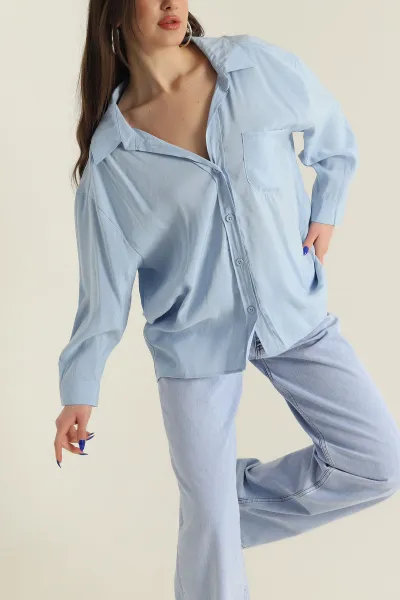 mavi-oversize-modal-kadin-gomlek-427911