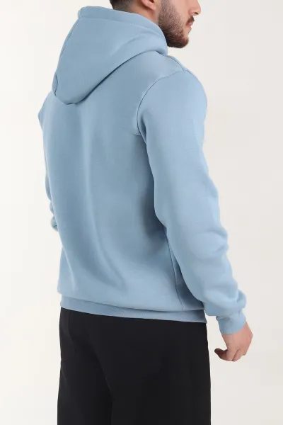Mavi Oversize Üç İp Şardonlu Erkek Basic Kapüşonlu Sweatshirt 403196