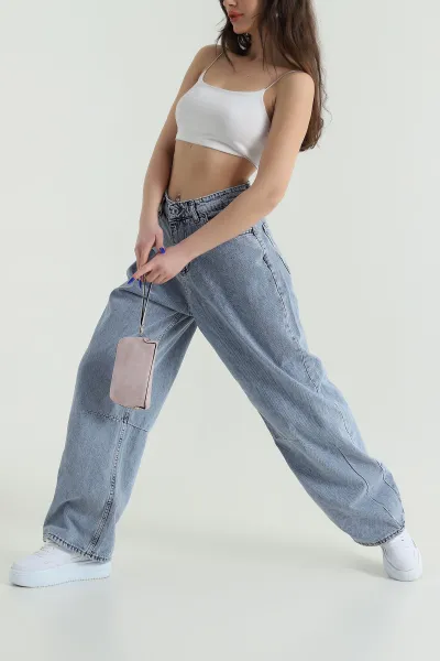 mavi-paca-pileli-baggy-kadin-kot-pantolon-426313
