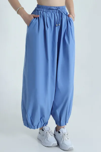 Mavi Paça Pileli Baggy Kadın Pantolon 478809
