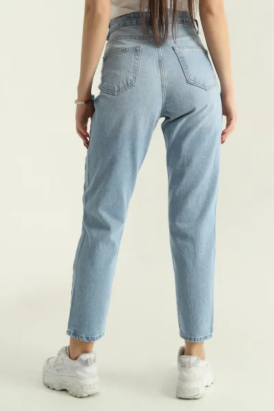 Mavi Pençli Yırtık Mom Kot Pantolon 334794