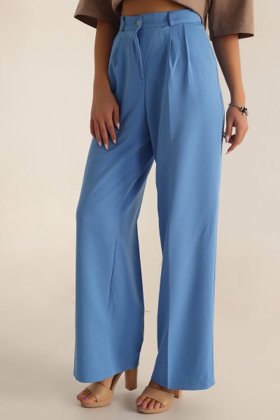 Mavi Pileli Palazzo Bayan Pantalon 196242
