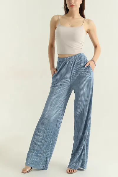 Mavi Piliseli Kadın Pantolon 375526