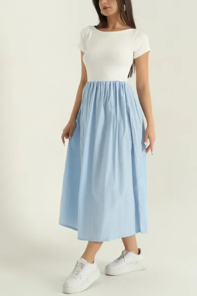 mavi-poplin-garnilli-kadin-elbise-373070