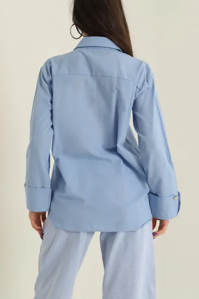 Mavi Poplin Kumaş Kadın Gömlek 427903