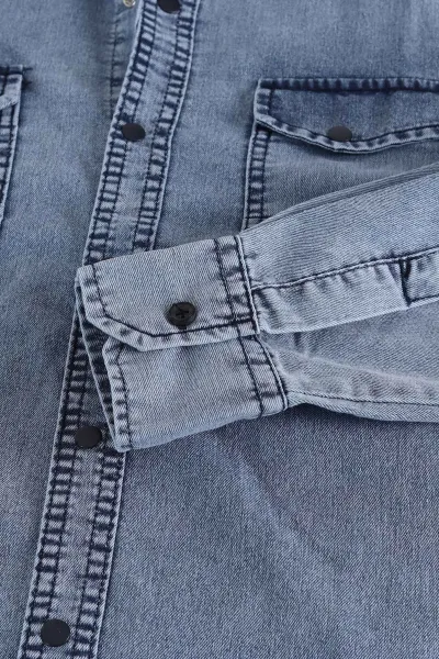 Mavi Regular Fit Çift Cep Detaylı Yıkamalı Erkek Kot Gömlek 397962