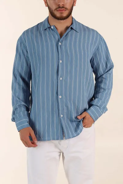 mavi-regular-fit-cizgili-uzun-kollu-erkek-gomlek-369565