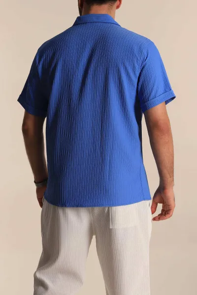 Mavi Regular Fit Fitilli Doku Kısa Kollu Erkek Gömlek 275491