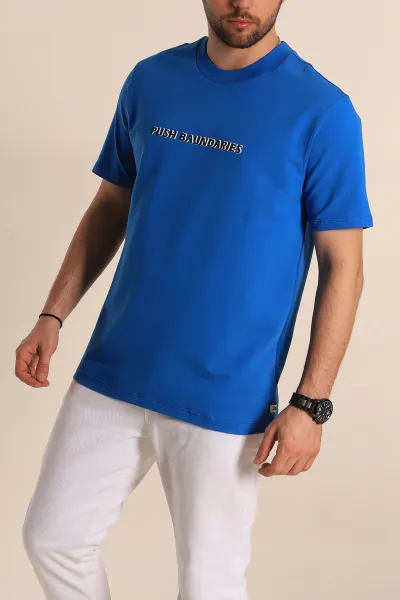 Mavi Regular Fit Kabartma Yazılı Erkek Tişört 268124