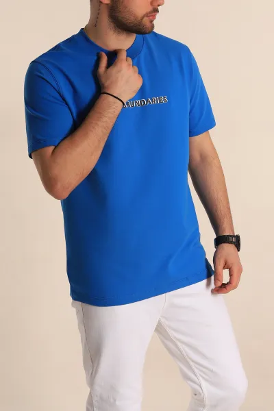 Mavi Regular Fit Kabartma Yazılı Erkek Tişört 268124