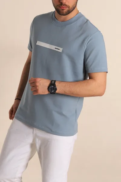 Mavi Regular Fit Plastik Baskı Detaylı Erkek Tişört 268111
