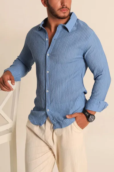 mavi-regular-fit-plise-dokulu-erkek-gomlek-283874