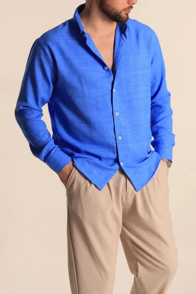 Mavi Regular Fit Uzun Kollu Keten Erkek Gömlek 275551