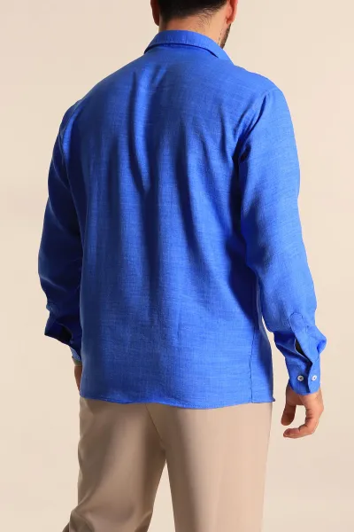 Mavi Regular Fit Uzun Kollu Keten Erkek Gömlek 275551