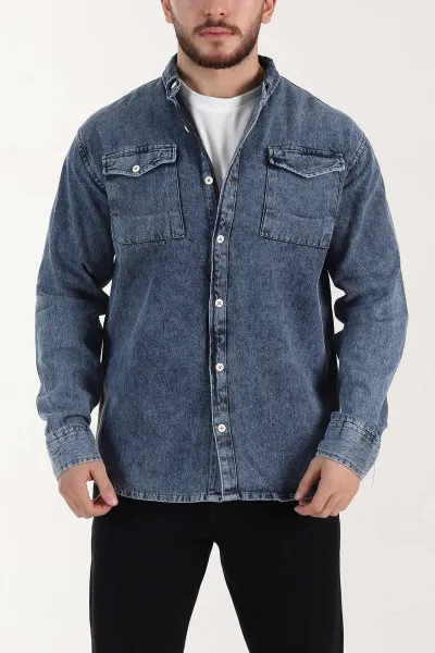 mavi-relaxed-fit-cift-cep-detayli-asit-yikamali-erkek-kot-gomlek-400007