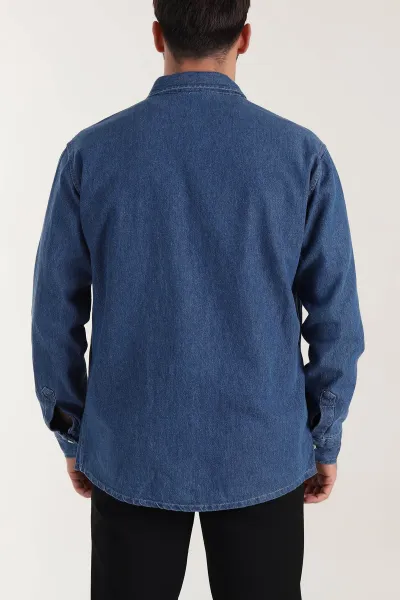 Mavi Relaxed Fit Çift Cep Detaylı Erkek Kot Gömlek 409205
