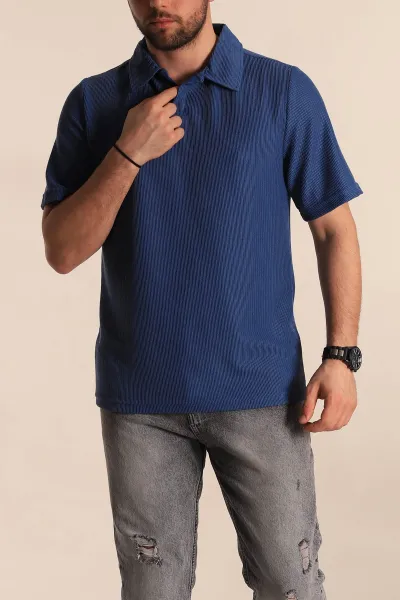Mavi Relaxed Fit Fitilli Doku Polo Yaka Erkek Tişört 268864