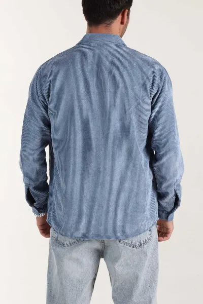 Mavi Relaxed Fit Fitilli Kadife Erkek Gömlek 399748