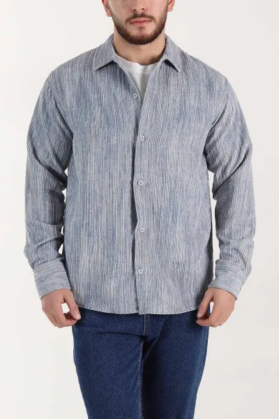 Mavi Relaxed Fit Fitilli Kadife Erkek Gömlek 399965